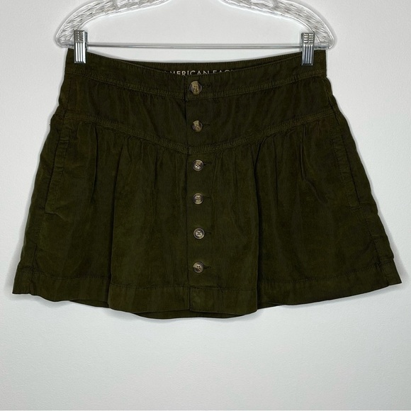 American Eagle Outfitters Olive Corduroy Skirt - Picture 1 of 11